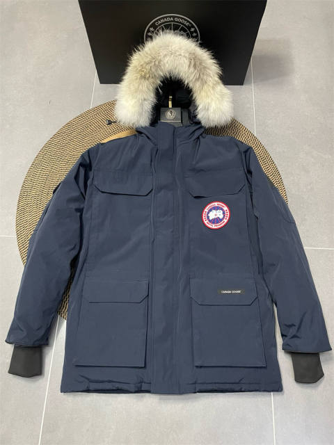 Canada G**se Down Expedition Puffer Jacket Navy Blue YKK Zipper