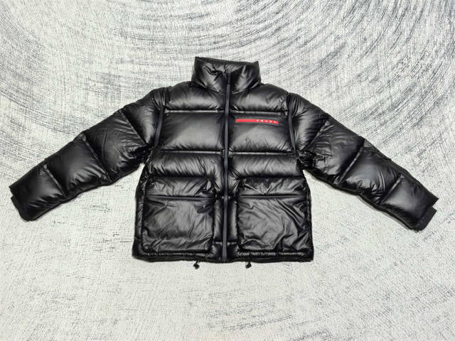 P**DA Duck Down Puffer Jacket Black Color (Removable sleeves)