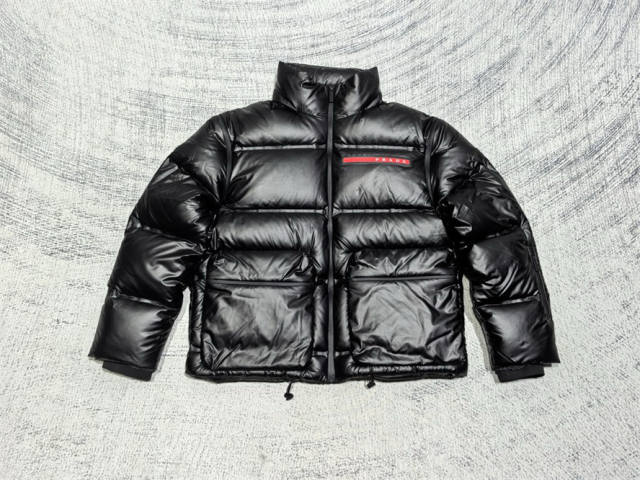 P**DA Duck Down Puffer Jacket Black Color (Removable sleeves)
