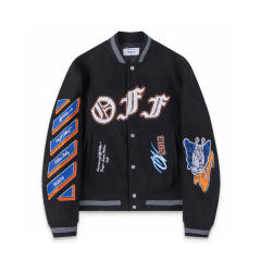 OW Embroidered Varsity Jacket Black