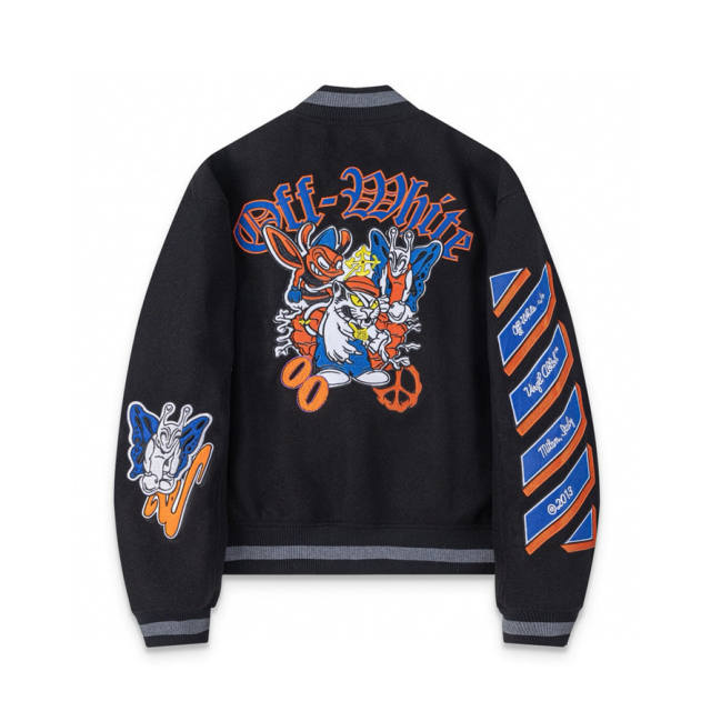 OW Embroidered Varsity Jacket Black