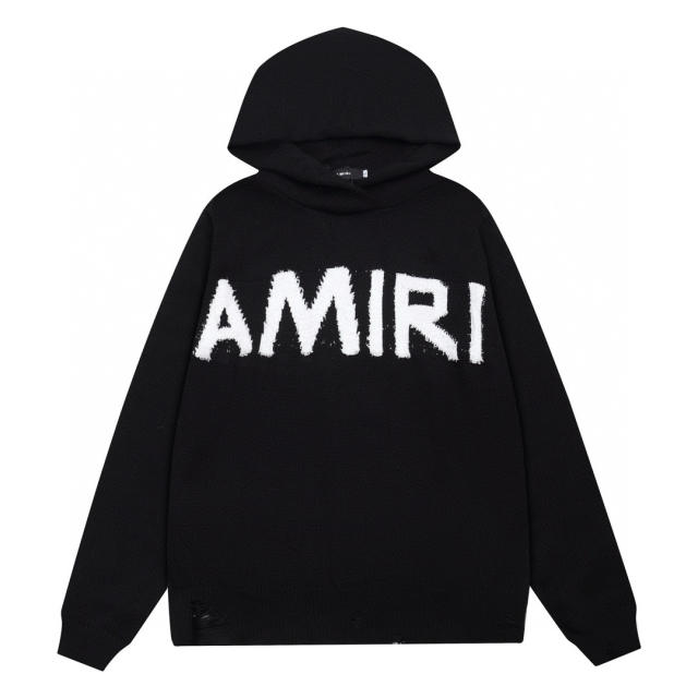 Amir* Knit Hoodie Black Beige