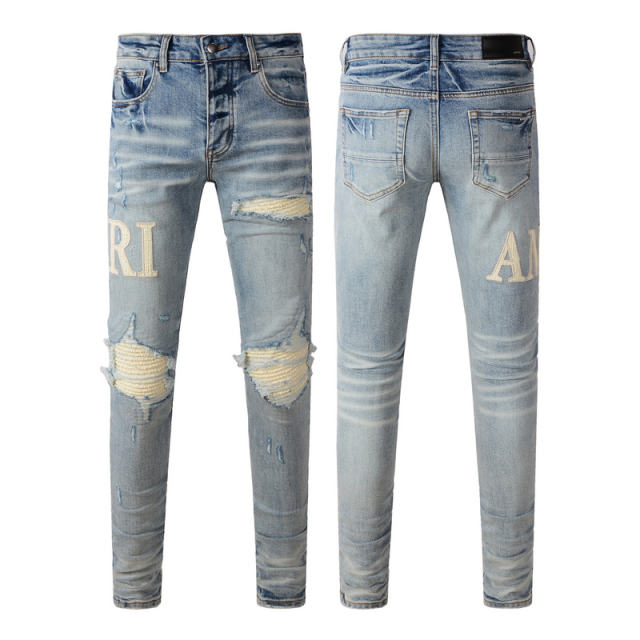 #8905 Embroidery Jeans Pants