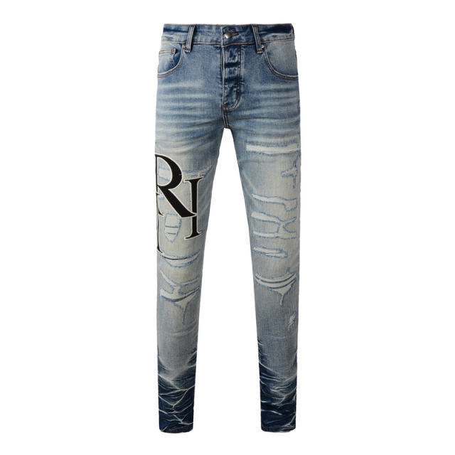 #8898 Embroidery Jeans Pants