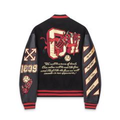OW Black Demon Embroidered Baseball Jacket
