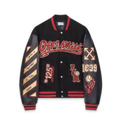 OW Black Demon Embroidered Baseball Jacket