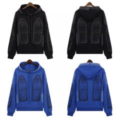Who Decides War Abstract Large Print Hoodie Black Blue