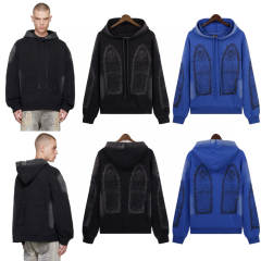 Who Decides War Abstract Large Print Hoodie Black Blue