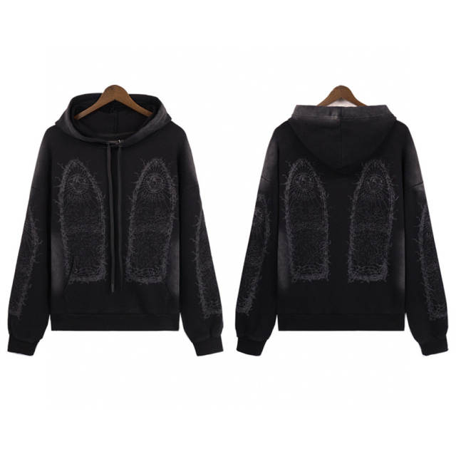Who Decides War Abstract Large Print Hoodie Black Blue