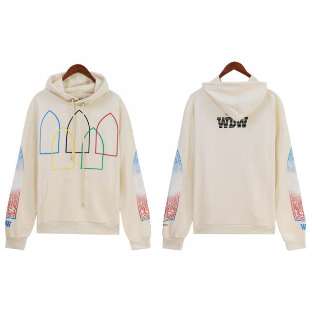Who Decides War Abstract Large Print Hoodie Black Beige