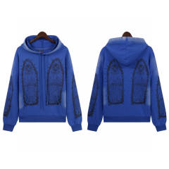 Who Decides War Abstract Large Print Hoodie Black Blue