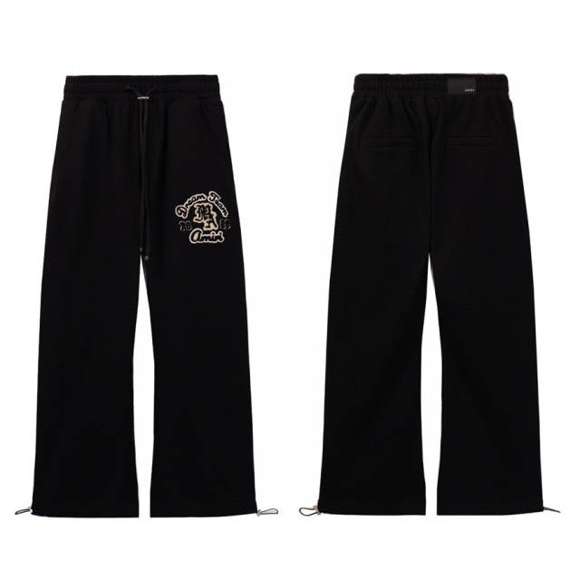 Embroidered Entangled Logo Hoodie Pants Black White