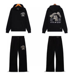 Embroidered Entangled Logo Hoodie Pants Black White
