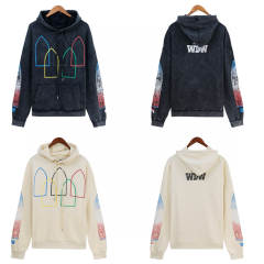 Who Decides War Abstract Large Print Hoodie Black Beige