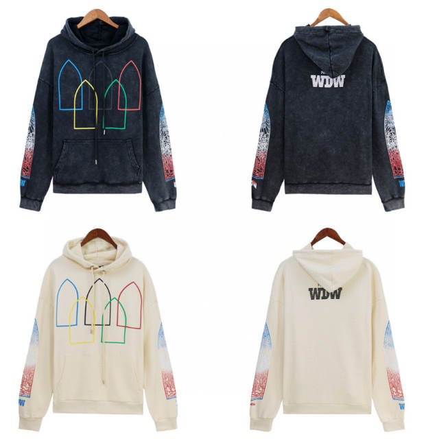 Who Decides War Abstract Large Print Hoodie Black Beige