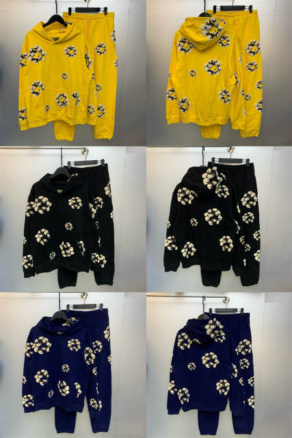 Denim Tears x CPFM Cactus Tears Flower Logo Hoodie Black Yellow Blue