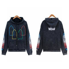 Who Decides War Abstract Large Print Hoodie Black Beige
