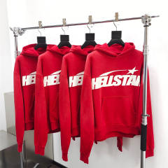 1:1 Quality Hellstar Red Classic White Letter Logo Hoodie with NFC tag