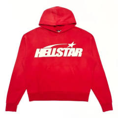 1:1 Quality Hellstar Red Classic White Letter Logo Hoodie with NFC tag