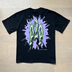 Hellstar Monster Portrait Graffiti Letter Print Tee T-Shirt Black White
