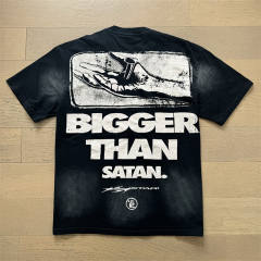 Hellstar Shield Character Print Washed Version Tee T-Shirt Black