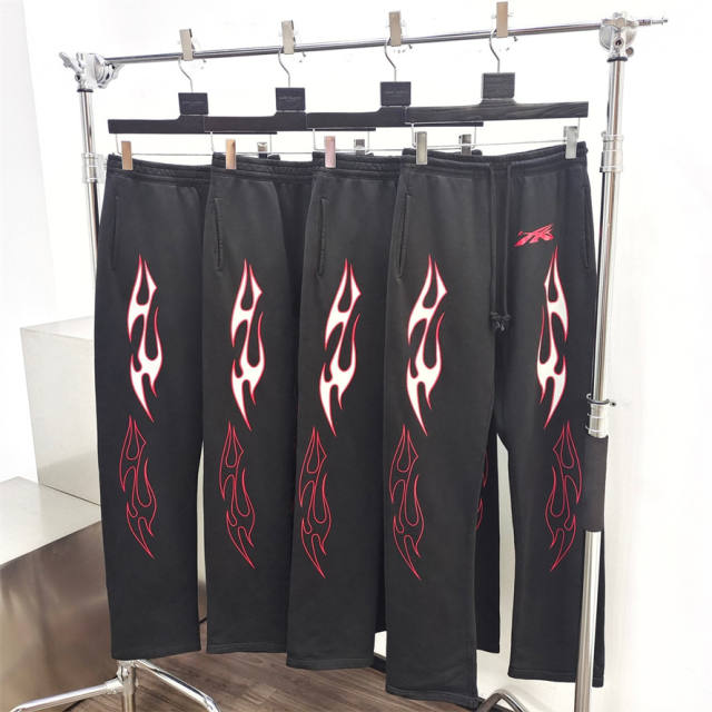 1:1 Quality Hellstar Hellstar Future Flame Sweatpants (Black) with NFC Tag