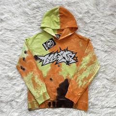 Hellstar Studios Cracked Letter Tie-Dye Hoodie Yellow