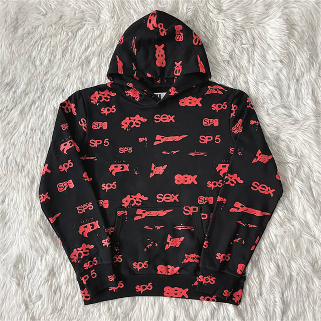 Spider Sp5der Worldwide Sex AOP Hooded Sweatshirt Black Red
