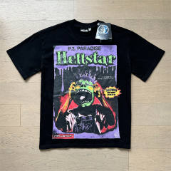 Hellstar Monster Portrait Graffiti Letter Print Tee T-Shirt Black White