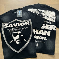 Hellstar Shield Character Print Washed Version Tee T-Shirt Black