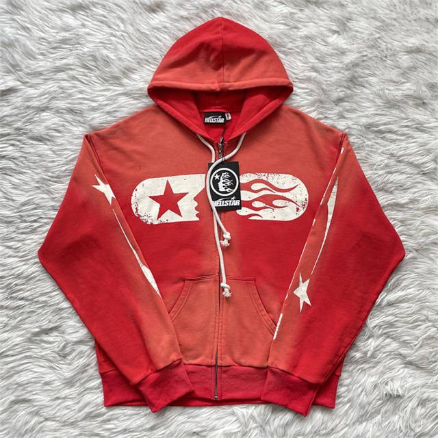 Hellstar Studios Distressed Classic Logo Hoodie Red
