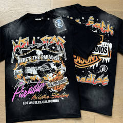 Hellstar Storm Eagle Wings Letter Print Tee T-Shirt Black