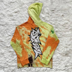 Hellstar Studios Cracked Letter Tie-Dye Hoodie Yellow