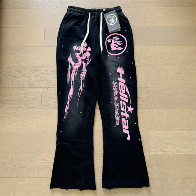 Hellstar Gut Print Pollen Alphabet Washed Black Hoodie & Pants Set