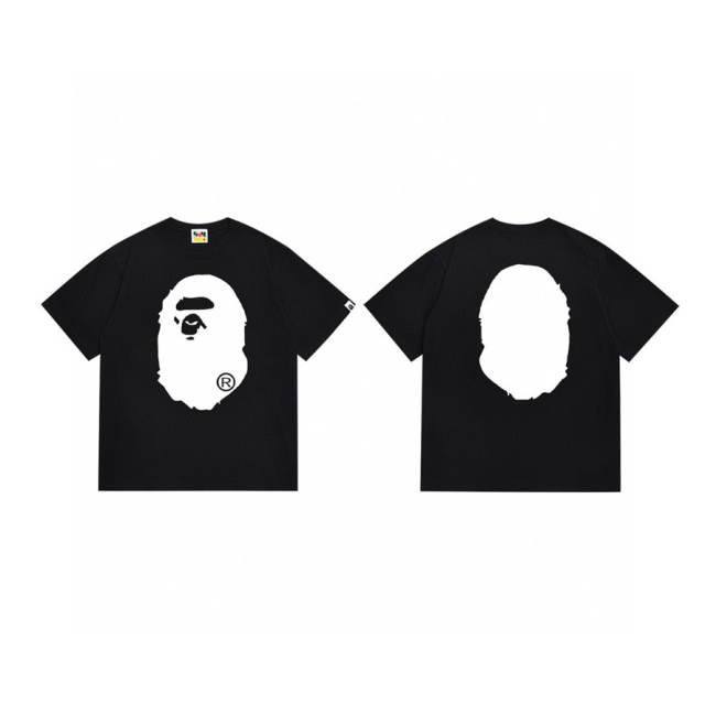 Bape A Bathing Big Head Classic Logo T-Shirt Tee Black White