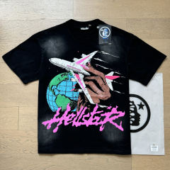 Hellstar 2024 Global Flight Printed Distressed Version Tee T-Shirt Black
