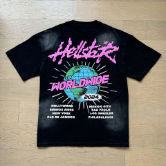 Hellstar 2024 Global Flight Printed Distressed Version Tee T-Shirt Black