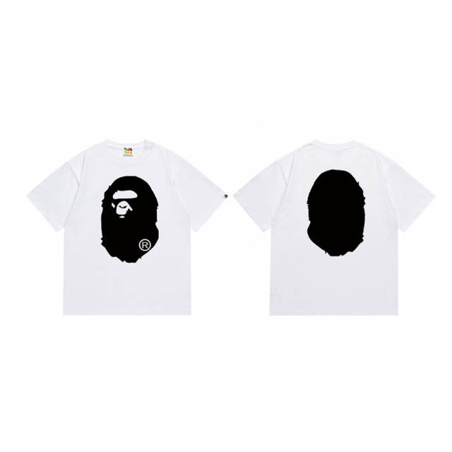 Bape A Bathing Big Head Classic Logo T-Shirt Tee Black White