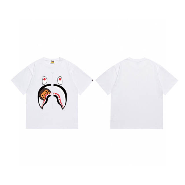 Bape A Bathing Shark Face Logo T-Shirt Tee Black White