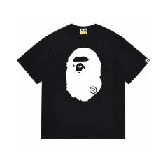 Bape A Bathing Big Head Classic Logo T-Shirt Tee Black White