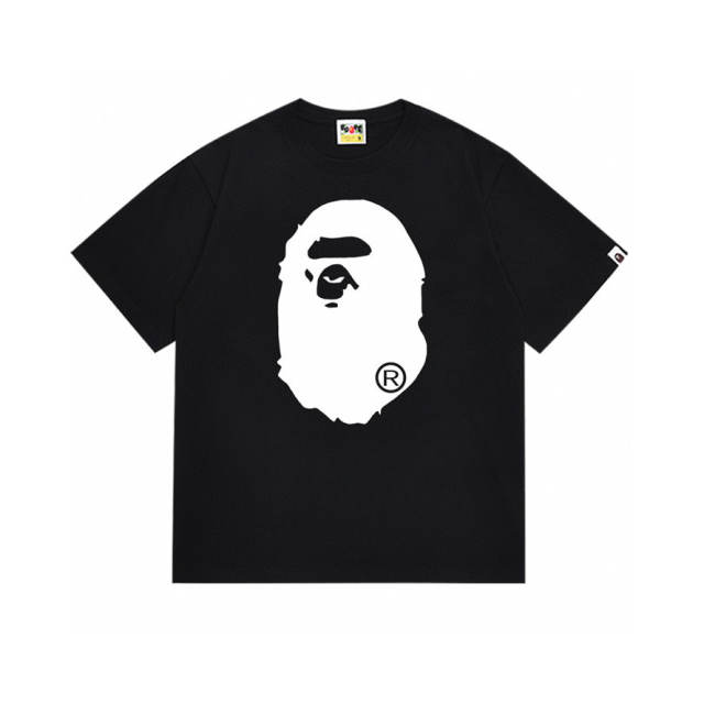 Bape A Bathing Big Head Classic Logo T-Shirt Tee Black White