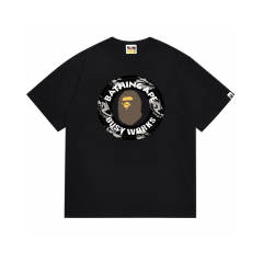 Bape A Bathing Round Logo T-Shirt Tee Black White