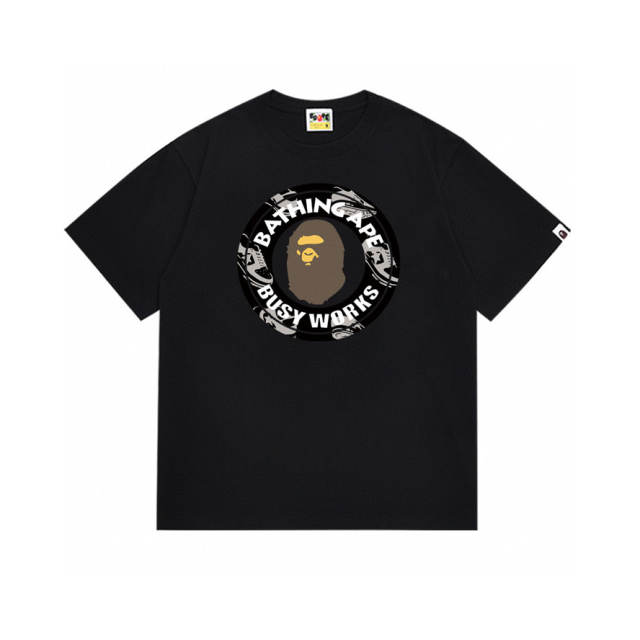 Bape A Bathing Round Logo T-Shirt Tee Black White