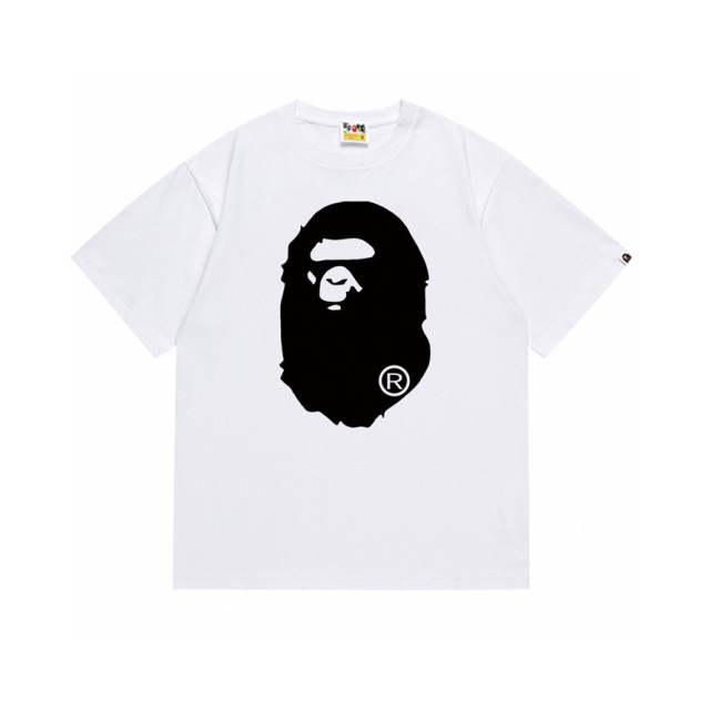 Bape A Bathing Big Head Classic Logo T-Shirt Tee Black White