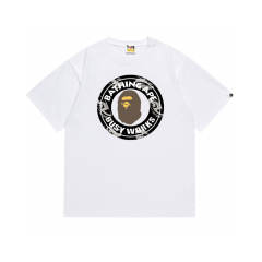 Bape A Bathing Round Logo T-Shirt Tee Black White