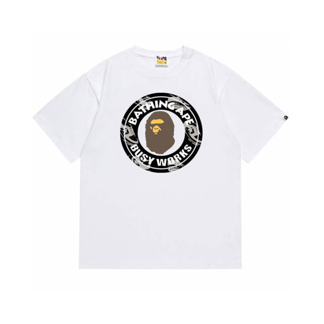 Bape A Bathing Round Logo T-Shirt Tee Black White