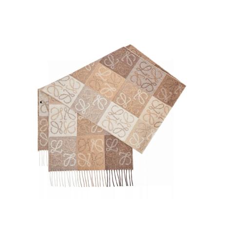 LOE** Wool Checked Scarf Beige