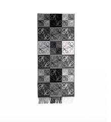 LOE** Wool Checked Scarf Gray