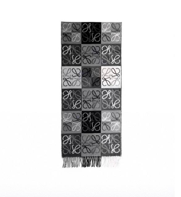 LOE** Wool Checked Scarf Gray