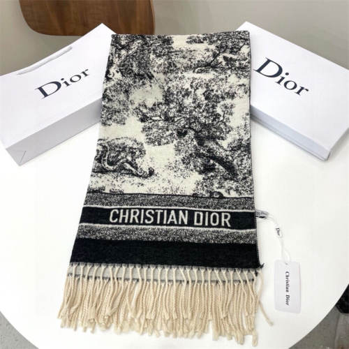 DIO* Wool Checked Scarf Brown